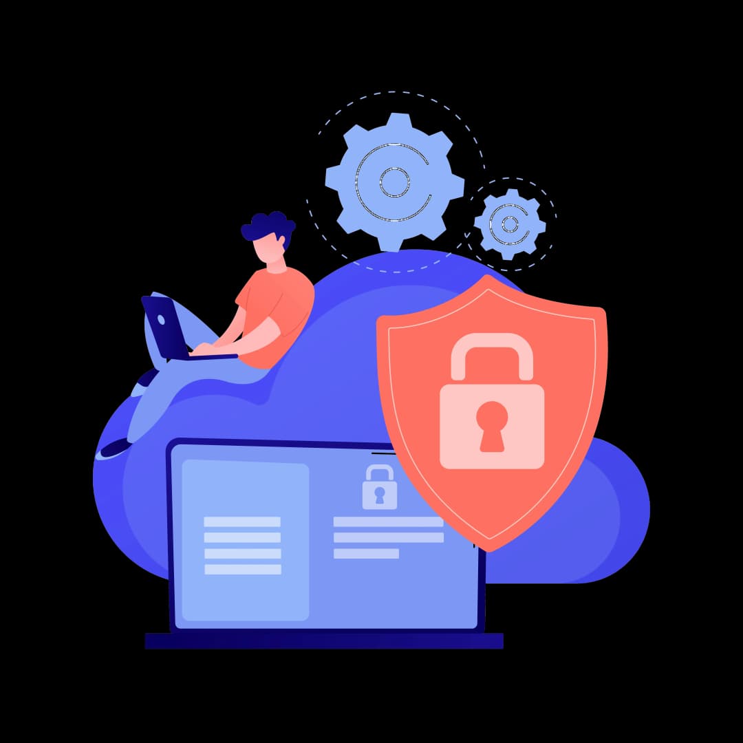 Cybersecurity lock illustration